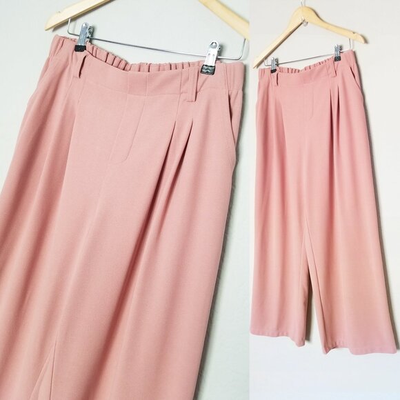 Halara Flex High Waisted Wide Leg Pocket Waffle Work Pants L Petite Rose Tan - Picture 8 of 15